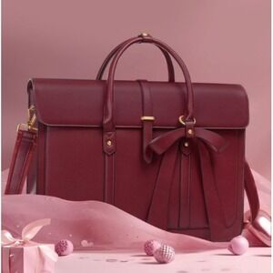 MOSISO Burgundy Red 17 in Laptop Bag w/Bow Shoulder Strap - Work,Travel New